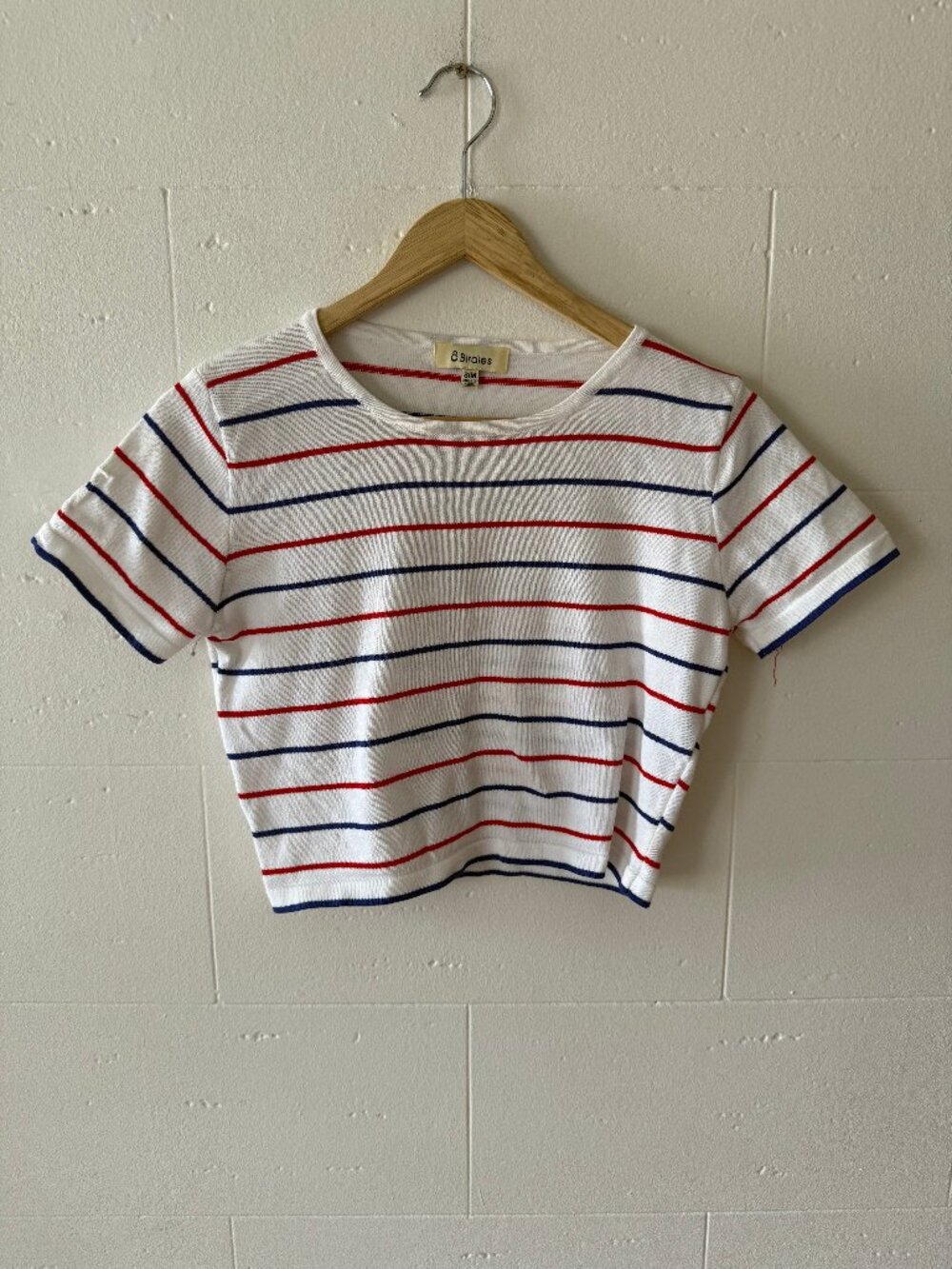 8 Birdies | Retro Stripe Knit Crop Top T-Shirt | Y2K |Small/Medium